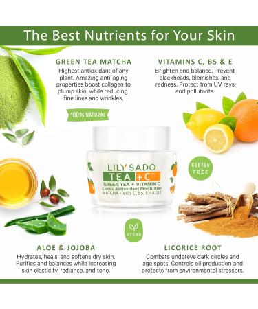 LILY SADO TEA+C Green Tea & Vitamin C Moisturizer | Antioxidant Anti-Aging Lotion - Hydrates & Firms Skin for Men & Women - Buy Online on GoSupps.com