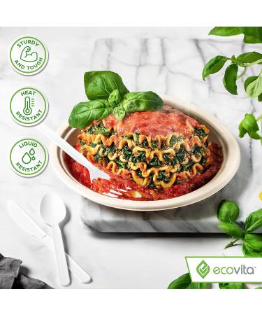 Ecovita Ivory White 100% Compostable Forks - 140 Large Disposable Utensils (7 in.) Eco Friendly, Durable, and Heat Resistant - Plastic Forks Alternative with Tray - Buy Online on GoSupps.com