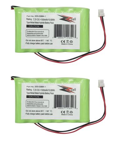 2-Pack Battery for Honeywell Alarm 300-03864-1 Lynx L3000 Lynx L5000 Lynx L5100 ADEMCO 300-03865 7.2V 1500mAh (NOTE: Please Check Part Number Before Purchase -Battery Connector- 2 Prong)