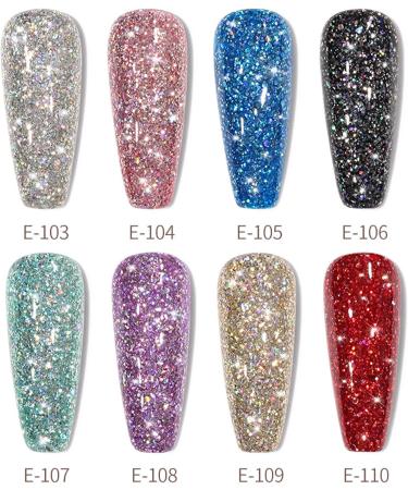 Glitter Gel Nail Polish Super Sparkling Color UV Gel Polish Vegan Long Lasting Nail Varnish Diamond Soak Off UV Gel Nail Varnish Gifts For Women & Girl Nail Art Wedding Holiday(Glitter purple) - Buy Online on GoSupps.com
