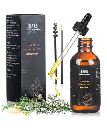 BuyBrilliance Rosemary Oil & Coconut Oil 2.Oz Hair growth rosemary essential oil for Damaged Hair Reduce Hair Loss Dry Scalp & Skin Care Rosemary hair oil Serum for Eyebrow Eyelash rapid growth