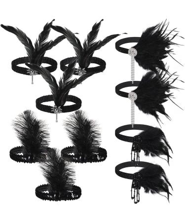 10 pieces 1920s headband spring women black headgear flapper headband vintage costume accessories fake crystals springs for women festival