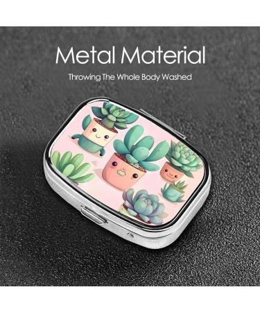 Lovely Succulent Plants 2 Compartment Pill Case - Cute Travel Pill Organizer for Pocket & Purse Gifts - Buy Online on GoSupps.com