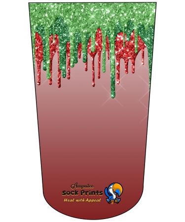 Amputee Stump Sock Glitter Drip Red Green 3Ply Stump Sock