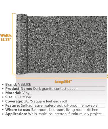 VEELIKE Granite Peel and Stick Countertops for Kitchen 15.7''x354'' Granite Contact Paper for Countertops Waterproof Marble Counter Top Laminant Self Adhesive Vinyl Wrap for Bathroom Counter Tops 15.7''x354'' Dark - Buy Online on GoSupps.com