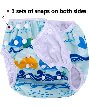 Buy Luxja Reusable Swimming Diapers for Babies (0-3 Years) - Adjustable & Washable - 2 Pack with Whales & Fish Design - International Shipping Available - Buy Online on GoSupps.com
