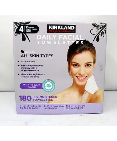 KIRKLAND Signature Daily Facial Towellettes, 4.53 Pound (180 Count, 1-Box)