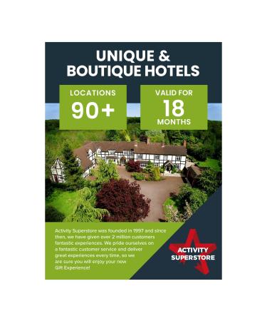 Activity Superstore Unique & Boutique Gift Experience Voucher for Two One Night Stay Including Breakfast Available at 90+ UK Locations Experience Days Couples Gifts Birthday Gifts