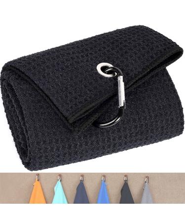 GDFPLXW Golf Towel for Golf Bags Accessories Microfiber Fabric Absorbs Water is Durable and Fadeless Golf Club Cleaner Accessories Gifts for Men Women Golfers(Black)