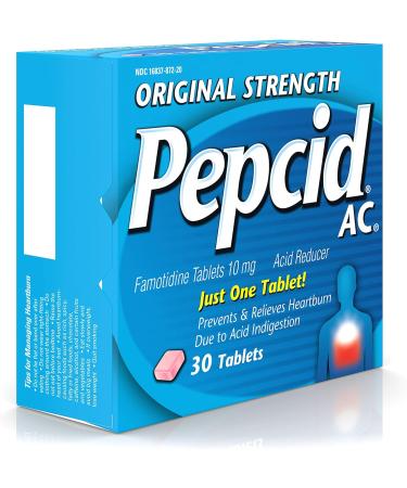 Pepcid AC Original Strength 10mg Famotidine - Heartburn Prevention & Relief - 30 ct - Buy Online on GoSupps.com