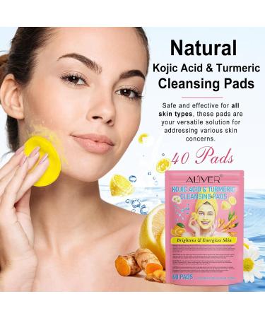 Kojic Acid And Turmeric Pads Resurfacing Pads For Face & Body Exfoliating Cleansing Pads Facial Sponges For Cleansing(40 Pads) - Buy Online on GoSupps.com