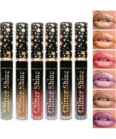 Shimmering Lip Gloss 6Color Moisturizing Lip Gloss 25ml High Shine Liquid Lipstick for Women and Girls Wedding Home Birthday Work Vacation Date Travel - Buy Online on GoSupps.com