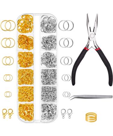YUGDRUZY Jump Rings for Jewelry Making Kit  1200 pcs Open Jump Rings Jewelry Repair Kit for Necklace Bracelet  Lobster Clasps and Closures Repair Supplies Kit with Pliers Tweezers (Gold/Silver) Silver/Gold - Buy Online on GoSupps.com