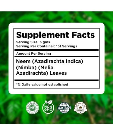 HerbsForever Neem Powder Azadirachta Indica Ayurvedic Herb for Healthy Skin Non GMO Organic Vegan 454 GMS - Buy Online on GoSupps.com