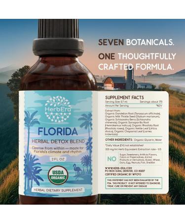 HerbEra Florida Herbal Detox Blend - USDA Organic Extract Made in USA | Immune & Liver Support Liquid Drops | Dandelion Root Milk Thistle Rhodiola Sarsaparilla Schisandra | 2 fl oz - Buy Online on GoSupps.com