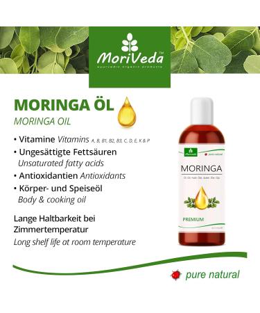 Moringa Oil Premium 100ml | Cold-Pressed Oleifera Seed Oil for Skin Hair Wounds & Anti-Aging | Moriveda - Buy Online on GoSupps.com