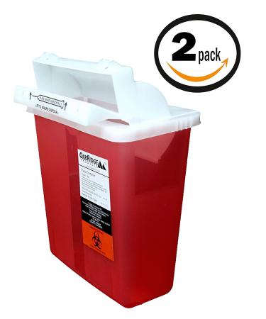 Oakridge 5 Quart Sharps Container (2 Pack) with Mailbox-Style Lid - CDC Certified - Buy Online on GoSupps.com