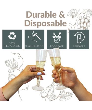 100 Bulk Pack Silver Glitter Plastic Champagne Flutes - 4.5 Oz | Clear, Disposable, BPA-Free | Shatterproof Glasses for Mimosa, Wedding, Party - Toast in Style! - Buy Online on GoSupps.com