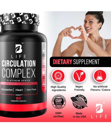 Circulation Support Supplement for Vein & Artery Health | Vascular Support with L-Arginine Horse Chestnut & Butcher s Broom | Promotes Healthy Leg Circulation & Vein Function | 60 Capsules 60 Count (Pack of 1) - Buy Online on GoSupps.com