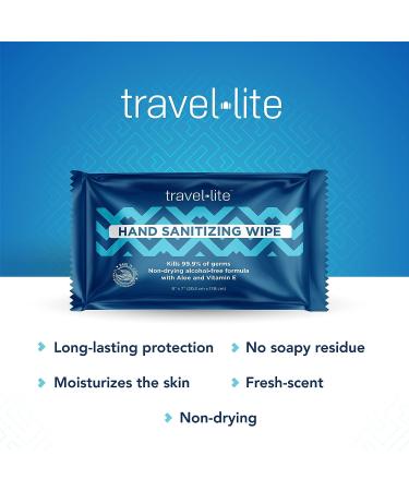 Travel Lite Alcohol-Free Hand Wipes with Aloe Vera and Vitamin E - Fresh Scent 50ct Individually Wrapped for Adults and Kids - Buy Online on GoSupps.com