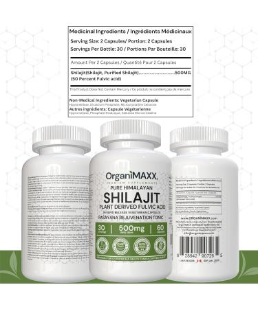 Shilajit For Men OrganiMAXX Premium Shilajit Capsules Pure Himalayan Organic Shilajit Plant Derived Fulvic Acid For Metabolism And Immune System Support. Non GMO Natural Shilajit Vegan friendly Free of Gluten Soy & Dairy - Buy Online on GoSupps.com