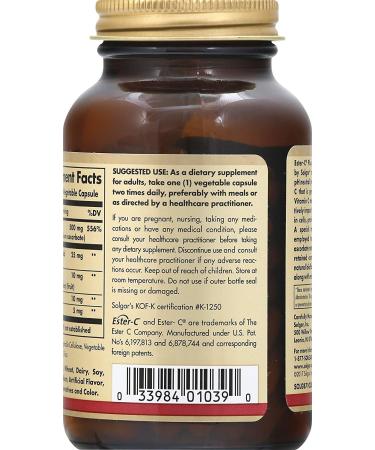 Solgar Ester-C Plus Vitamin C 500 mg - 100 Veg Capsules for Immune Support - Buy Online on GoSupps.com