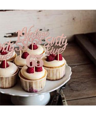 Pack of 24 Vintage 1958 Cupcake Toppers 65th Birthday Cake Decoration Fifty Cheers on 65th Fabulous Number 1958 Cake Decoration for 65th Birthday Wedding Anniversary Party Cake Decorations Rose Gold - Buy Online on GoSupps.com