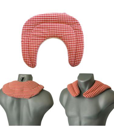 Rapeseed neck pillow with chambers red-white - Rapeseed pillow - Neck pillow - Heat pad for neck