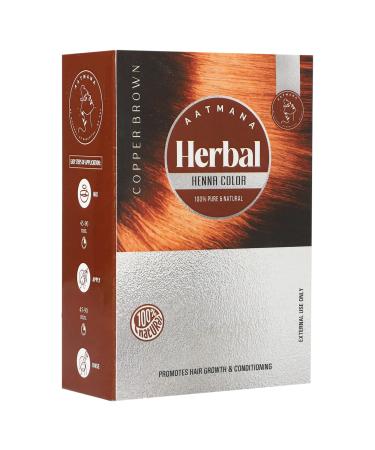 AATMANA Herbal Copper Brown Henna Hair Color with Goodness of 9 Herbs | Copper Brown Henna Mehndi for Hair Make Hair Soft & Shiner Natural Hair Color for Men & Women 100g
