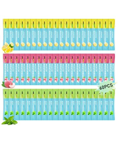 3 Flavors Mini Mouthwash Travel Size Portable Individual Travel Mouth Wash for Fresh Breath Refreshing Long Lasting Gentle Oral Care Mouthwash Packs(Pack of 60)