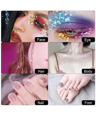 DazSpirit 12 Colors Holographic Glitter Powder - Festival Glitter for Face, Body, Nails - Arts & Crafts Accessory Set - Buy Online on GoSupps.com