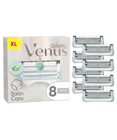 Gillette Venus Satin Care For Pubic Skin & Hair - 8 Pack Replacement Blades, Razor Refills with Protective Bar and Sharp Blad