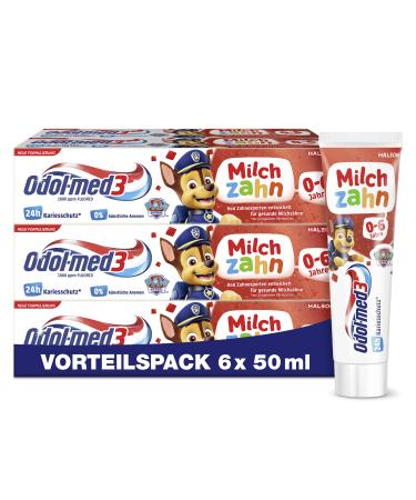 Odol-med3 Pack of 6 toothpastes toothpaste for children from 0 to 6 years Developed by dental experts for healthy baby teeth 6 x 50 ml