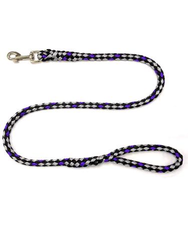 Dog leash for large dogs Jumbo with hand loop up to 80 KG / lead / exercise leash / training leash very stable 17 colors (5m Boston (black-silver-purple)) 5m Boston (black-silver-purple)