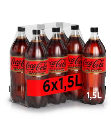 Coca-Cola Coca-Cola Zero Sugars Zero Caffeine - 6 x 1.5L Bottles All the Flavour Coca-Cola Calorie Free and Caffeine Free 100% Recycl