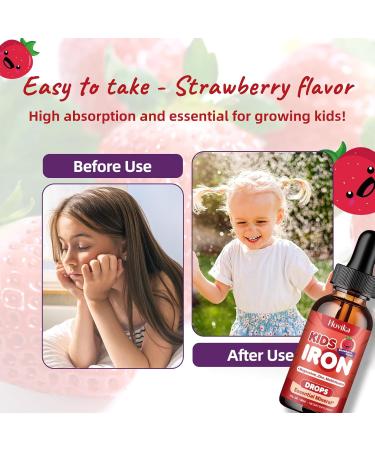 Liquid Iron Supplement for Kids & Women Men - with Magnesium, Zinc & Kids Multivitamin Iron Drops - Immune Support, Blood Builder & Energy Support for Iron Deficiency, Anemia, Vegan 2 Fl Oz Strawberry 2 Fl Oz (Pack of 1) - Buy Online on GoSupps.com