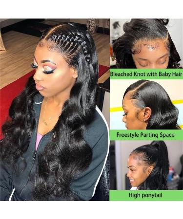26 Inch Body Wave Lace Front Human Hair Wig | Pre Plucked 180% Density | Black Brazilian Virgin Hair | HD Lace Front | Glueless & Baby Hair | Bleached Knots - Buy Online on GoSupps.com