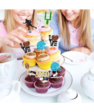 Gyufise 24Pcs Rugby Ball Cupcake Toppers Glitter Touchdown Player Cupcake Picks Trophy Love Rugby Cupcake Toppers Rugby Cake Decor for Rugby Sports Theme Baby Shower Party Supplies Multi Love - Buy Online on GoSupps.com