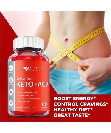 Activ Keto ACV Gummies - 1000mg Vegan Formula with Apple Cider Vinegar & Vitamin B (60 Gummies) - Buy Online on GoSupps.com