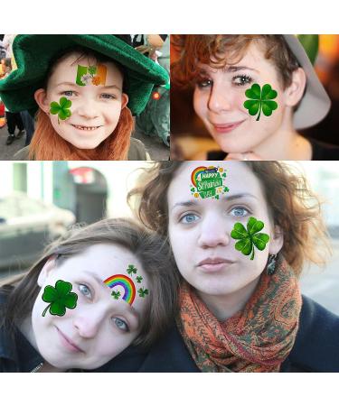 49 PCS St. Patrick's Day Tattoos Stickers - 3D Green Shamrock Temporary Tattoos for Kids, Women, Men - Irish Party Favor & Lucky Clover Accessories - Buy Online on GoSupps.com