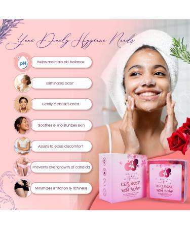 Yoni Soap Feminine Wash Bar - 100% Natural Organic Herbal Formula for pH Balance & Odor Elimination (3.5 oz) - Handmade Red Rose Scented Care Soap for Women - Buy Online on GoSupps.com