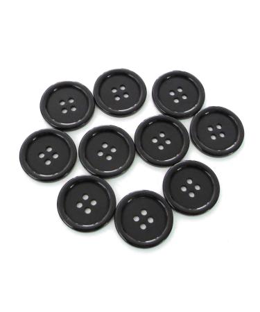 Buttons 1 Inch (1) 4 Hole 10 Pieces - White Black Clear - Sewing Crafts Replacement Button -Perfect for Crafts, Coats, Shirts, Pants, Shorts, Cardigans, Blazers, Skirts (Black)