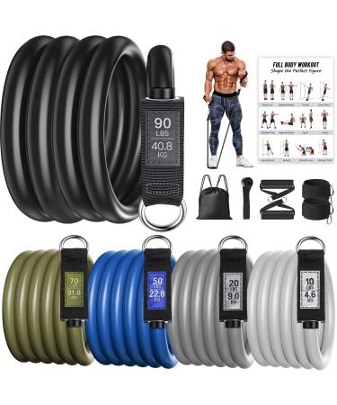 Resistance Bands for Working Out, NITEEN Heavy Resistance Bands with Handles Multi-Weight Exercise Bands Set for Men Women ,Workout Bands with Door Anchor and Ankle Straps Strength Training Equipment Heavy Ultra
