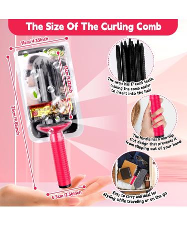 Curling Roll Comb Curling Hair Brush Hair Fluffy Curling Brush Hair Rollers Styling Brush for Curly Hair Hair Curling Roll Comb for Women Girls Heatless Curling Wand Comb Hair Dryer Accessories Pink - Buy Online on GoSupps.com
