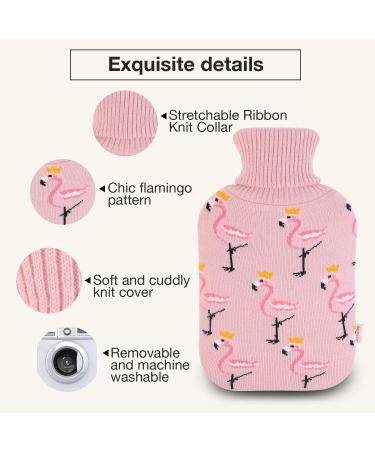 Soft Knit Fashion Flamingo Hot Water Bottle Cover - Pink (2L) | HomeTop Large Cover - Buy Online on GoSupps.com
