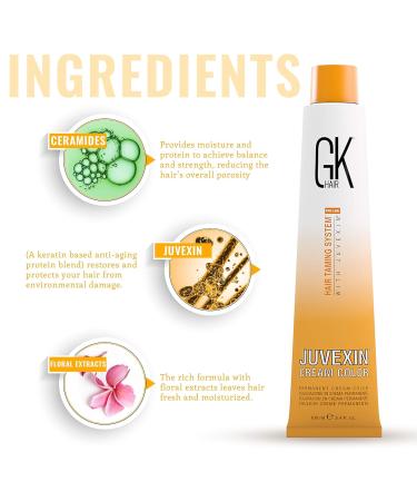 GK HAIR Global Keratin Hair Color Cream - Intense Copper Blonde 7.44 | Long Lasting Nourishing Permanent Dye | 3.4 Fl Oz (100ml) - International Shipping Available - Buy Online on GoSupps.com