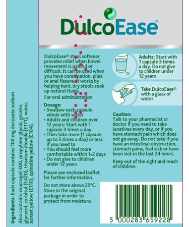 DulcoEase 60 Soft Gel Capsules for Constipation - Fast Relief Formula - Buy Online on GoSupps.com