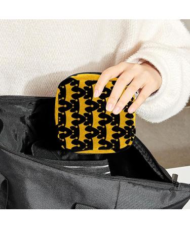 Golden Royal Crown Pattern Black Sanitary Napkin & Menstrual Cup Storage Bag - Portable Period Pouch for Women & Girls - Multicolored 1 Piece - Buy Online on GoSupps.com