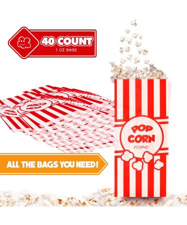 Grehge corn Bags - 40 Pcs 1oz Concession-Grade Bags Popcorn Machine Accessories for Popcorn Bars Movie Nights Concessions - Buy Online on GoSupps.com