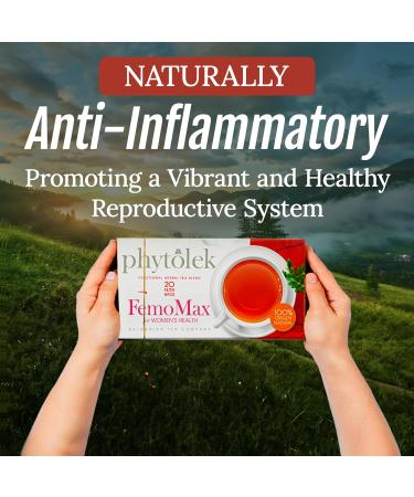 FemoMax Tea for Women's Health, Hormone Balance, and Fertility - Herbal Detox Tea with Mint, Calendula, Turmeric, Yarrow, and Liquorice - 30g, 20 Tea Bags - Buy Online on GoSupps.com